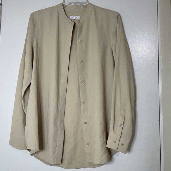 EQUIPMENT beige button down long sleeve blouse top size medium - Picture 7 of 7